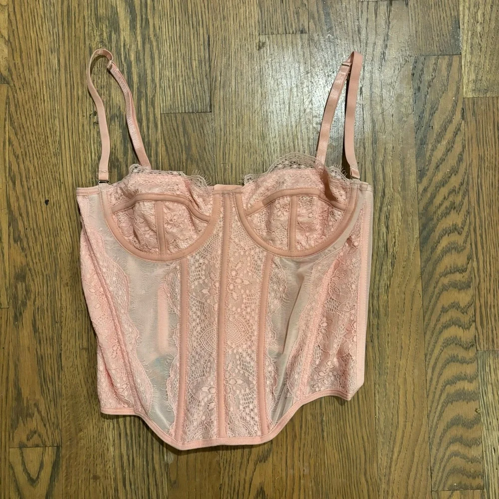 Pink Lace Lingerie Bustier Corset